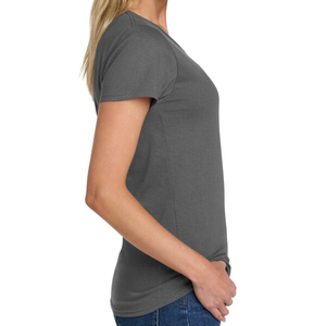 T-shirt décontracté à col en V pour femme, en mélange de coton doux et léger, idéal pour l'été et le quotidien, personnalisable, imprimé, mode, OEM ODM, vêtements en gros - Product Image 2