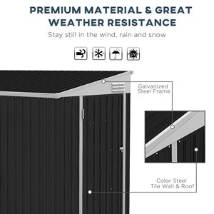 Casetta da Giardino in Metallo Grigia 4FT X 8FT con Porta Lucchettabile e Ventilazione, Struttura in Plastica per Cortile, Patio e Prato - Product Image 5