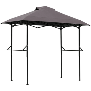 Gazebo con Toldo de Poliéster Gris Oscuro de 5x8 Pies con Ventilación, Estructura Plegable con Recubrimiento de Polvo Negro, Bandejas de Malla Doble para Coche - Product Image 1