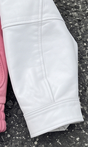 Blouson en cuir PU à col rabattu avec broderie lettre sur le devant, style décontracté, manteau en cuir à manches longues, blouson de motard en cuir pour l'hiver - Product Image 5