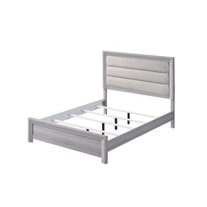 Letto Queen Size con Design Contemporaneo e Testiera Imbottita Trapuntata, Finitura Grigio Neutro Driftwood, 1 Pezzo - Product Image 3