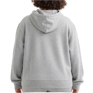Wholesale Heavyweight <b>Plain</b> <b>Grey</b> Cotton Fleece Streetwear Lined Breathable <b>Hoodie</b> Casual Long Sleeve Drop Shoulder Pullover - Product Image 2