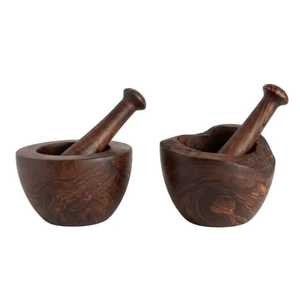 Natural Burl Grain Wooden Mortar and Pestle Set Durable Spice <b>Grinder</b> <b>Herb</b> Crusher Garlic Masher Dishwasher & Oven Safe - Product Image 1