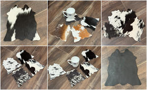 Juego de posavasos de piel de vaca rústica, posavasos de cuero genuino para ocultar el pelo occidental único para bebidas, regalos de decoración del hogar occidental - Product Image 3