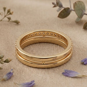 Minimalist Diamond Stackable Band <b>Ring</b> 9K Solid Gold Rhodium Plated Certified Pave Wedding Men's Slim Eternity Lab Grown Diamond - Product Image 4