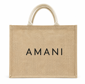 กระเป๋าช้อปปิ้งผ้ากระสอบขนาดใหญ่ Amani ทนทาน พร้อมพิมพ์โลโก้ด้วยผ้าไหม มีหูหิ้วสะพายไหล่ ความจุเยอะ เหมาะสำหรับใช้ในชีวิตประจำวัน - Product Image 1
