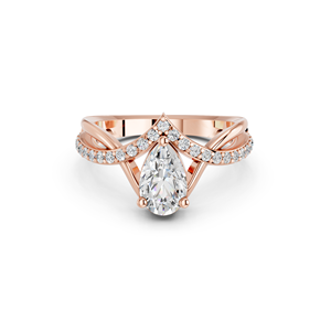 Bague de fiançailles Zota Jewel en or 14 carats avec diamant de laboratoire taille poire certifié IGI, bijoux de luxe pour femmes, modèle LLR14/496 - Product Image 1