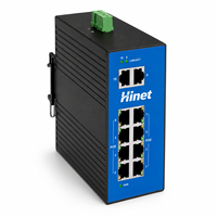 Switch PoE industriel Gigabit Hi-Net 10 ports, 8 ports PoE RJ45, 2 ports Gigabit Uplink, montage sur rail DIN, 12-57VDC, large plage de température