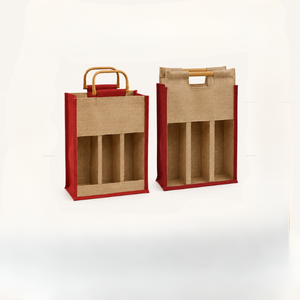 Multicolor Jute Wine Tote <b>Bag</b> | Custom Logo Printed Bottle Carrier with Handles for Gift Packaging Retail and Export Trade Use - Product Image 1