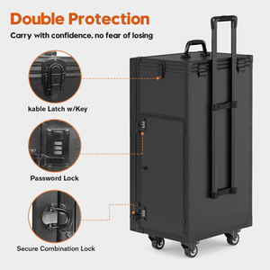 Portable Foldable Nail Desk with Polish Tray Storage Rolling <b>Manicure</b> <b>Table</b> Wheels and Detachable Traveling Nail Case - Product Image 2