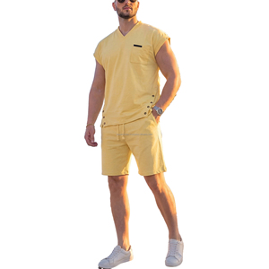 Conjunto de Pantalones Cortos Casuales de Verano para Hombre con Camiseta de Manga Corta y Cuello Redondo, Ropa Personalizada, Proveedor OEM - Product Image 2
