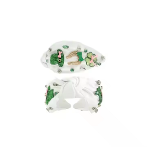 Diadema de Lujo con Cuentas y Nudo de Conejo de Pascua, Accesorio para el Cabello en Blanco y Rosa, Proveedor de India - Product Image 6