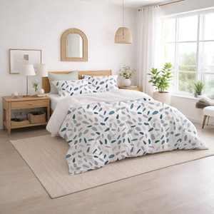 Cotton Duvet Cover <b>Set</b> Soft Breathable <b>Comforter</b> Cover with Pillow Shams, Hidden Zipper, Corner Ties, Easy Care Fabric - Product Image 3