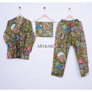 ชุดนอนผ้าฝ้ายพิมพ์ลายคุณภาพสูงสำหรับผู้หญิง แขนยาว ชุดนอนลำลอง ชุดนอนกลางคืน ชุดนอนสำหรับผู้หญิง - Product Image 1