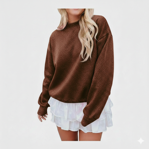 Best Selling Women Winter Mock Neck Polyester/Cotton Long Sleeve Sweatshirt Casual Wear Lightweight Breathable Custom Made - Product Image 1