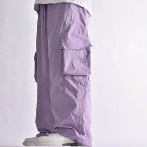 Pantalon cargo violet à fermeture éclair, respirant, en polyester, coupe large, grande taille, imprimé, imperméable, coupe-vent, décontracté - Product Image 6
