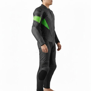Combinaison de moto en cuir noir et vert à manches longues pour homme FIT INTERNATIONAL, respirante, toutes saisons, vêtements de motard - Product Image 6