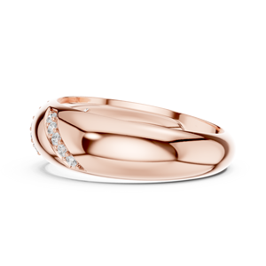 Anillo de banda ancha de oro rosa con diamantes cultivados en laboratorio para mujer, diseño geométrico pavé, joyería fina para aniversario de bodas - Product Image 2