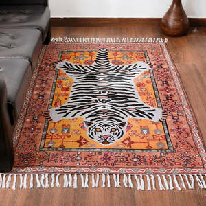 Alfombra Rectangular Antideslizante para Mascotas, Diseño Tigre de Bengala, Fabricada a Máquina, para Sala de Estar, Dormitorio, Hotel - Product Image 1