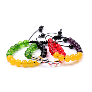 Bracelet ajustable tendance à perles, pierre d'agate verte, jaune et noire, bijou décontracté unisexe, cadeau - Product Image 5