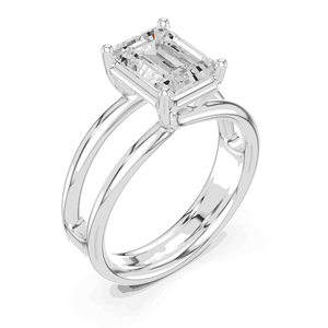 Bague de fiançailles solitaire en diamant de laboratoire taille émeraude 2 carats, à quatre griffes, avec tige fendue, en or massif 14K 18K, bijoux de mariée - Product Image 4