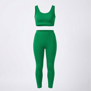 Customized Color Fashion High Waist Ethical Vegan Outdoor Going Out <b>Seamless</b> <b>Leggings</b> Two Piece Gym Yoga Set Apparel - Product Image 1