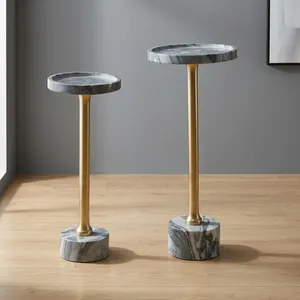 Table basse ronde moderne avec plateau en marbre et pieds en métal, écologique, légère, portable, pour salon, hôtel, meubles - Product Image 5