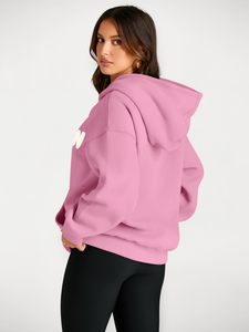 Sweats à capuche pour femmes de qualité supérieure, élégants, vente en gros, nouveau design, couleur unie, streetwear décontracté, vêtement d'entraînement - Product Image 2