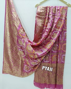 Elegante Dupatta de Seda Bandhani para Fiestas y Bodas, Diseño Tradicional Sin Arrugas - Product Image 2