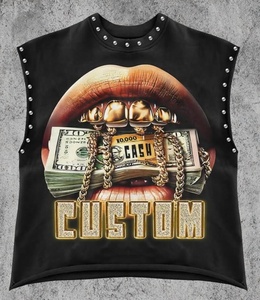 Camiseta sin mangas con estampado gráfico personalizado Glory, 100% algodón, gramaje pesado, impresión DTF, para unisex, venta al por mayor OEM. - Product Image 6