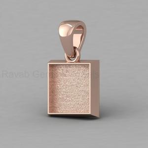 High Quality <b>Solid</b> 925 <b>Silver</b> 14K Gold 10mm Square Blank Bezel Cup Charm Pendant Cabochon Setting for DIY Keepsake Resin Jewelry - Product Image 6
