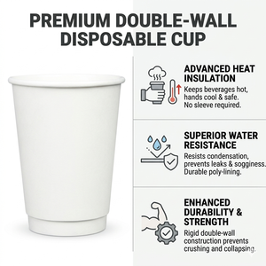 Vaso de Papel Desechable Aislado con Impresión Personalizada, Vaso de Café y Té de Doble Pared, Ecológico, Antiderrames, con Tapa, 4oz 6oz 9oz 10oz 12oz - Product Image 2