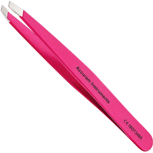 Professional Durable <b>Pink</b> Stainless Steel Eyebrow Tweezers Set Smooth Tip Slanted Precision for Eyebrow Grooming Customizable - Product Image 1