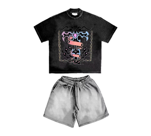 Ensemble été délavé à l'acide personnalisé, design unique, dernière création, 100% coton, ensemble 2 pièces, impression sérigraphique, manches courtes - Product Image 6
