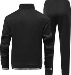 Chándal Negro para Hombre, Manga Larga, Cuello Alto, Color Sólido, Ropa Casual, Transpirable, Poliéster, Ropa Deportiva de Otoño, Corte Regular - Product Image 2