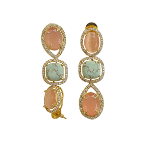 Gold Plated Brass Drop <b>Earrings</b> Zircon Geometric Design Trendy Classic Chandelier <b>Earrings</b> for Women Bohemia Style Party Jewelry - Product Image 5