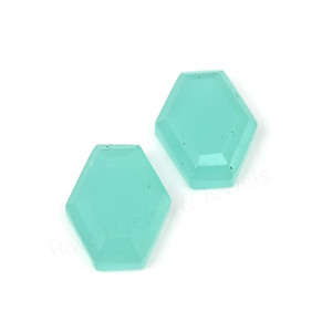 Aqua Chalcedony Hexagon Shape Step Cut High Polish 10x16mm Top Quality Loose Cabochon Gemstone Jewelry Making Pendant Necklace - Product Image 1