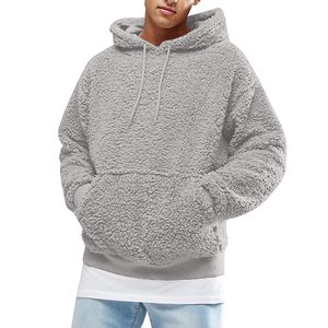 Custom Sherpa Fleece <b>Hoodie</b> for <b>Men</b> Oversized Pullover <b>Thick</b> Warm Fabric Kangaroo Pocket Reasonable Price Wholesale - Product Image 1