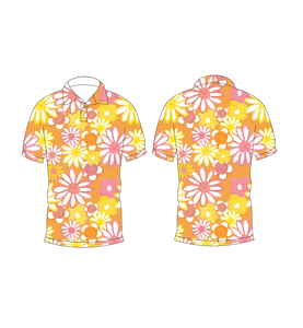 Mens <b>Orange</b> Retro Floral Print Short Sleeve <b>Polo</b> Shirt Casual Summer Fashion Top - Product Image 3