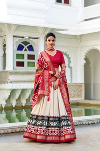 Indian Ethnic Traditional Designer Tussar Silk <b>Lehenga</b> Choli with Foil Print Work for Wedding Outfit for <b>Women</b> Fancy Wear - Product Image 2