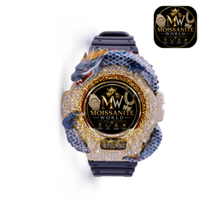 Montre Dragon Moissanite World Iced Out Quartz pour Homme, entièrement sertie de diamants, avec verre saphir et bracelet en caoutchouc - Product Image 3