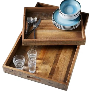 Plateau de service en bois naturel pour la cuisine, plateau décoratif pour aliments, plateau de service décoratif en bois moderne - Product Image 1