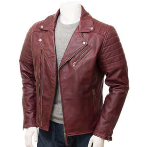 Veste en cuir et toile pour homme, style motard, haute qualité, prix réduit, fabriquée au Pakistan, idéale pour l'hiver. - Product Image 1