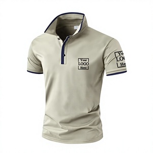 Men's Cotton Jersey for Shirt Short Sleeve Embroidered Logo Breathable Casual Knitted Solid Color Front Design Customizable - Product Image 1