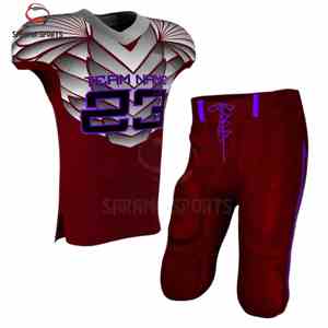 ชุดยูนิฟอร์มอเมริกันฟุตบอลคุณภาพดีที่สุด ออกแบบเองได้ พิมพ์ลายแบบซับลิเมชั่น แห้งเร็ว ระบายอากาศได้ดี - Product Image 1