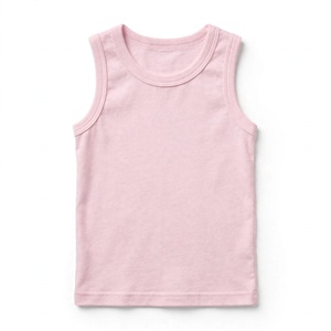 Camiseta sin Mangas Personalizada para Niñas, Cuello Redondo, Spandex/Algodón, Transpirable, Ecológica, Antiarrugas, Lavable, Color Sólido, Ropa de Verano - Product Image 3