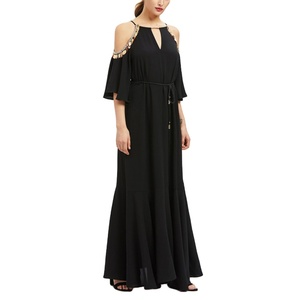 Robe longue élégante bohème pour femme, collection 2023, en mousseline imprimée avec broderies, coupe droite, sexy et de haute qualité - Product Image 2