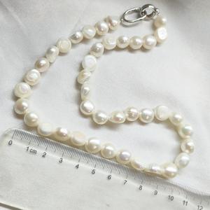 Collar de Perlas de Agua Dulce de Forma Barroca de 9-10 mm, Perla Grande Irregular sin Núcleo con Buen Brillo, Elegante y con Estilo - Product Image 4