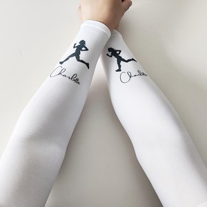 Manchons de bras personnalisés blancs avec logo et design sur mesure, protection anti-UV, unisexe, pour cyclisme, compression - Product Image 4
