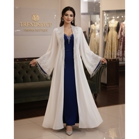 Robe Abaya Bisht Moderne Longueur Genou Coupe Évasée Col en V Manches Trois-Quarts Couleur Bonbon Motif Floral Argenté Soirée Modeste Naturelle